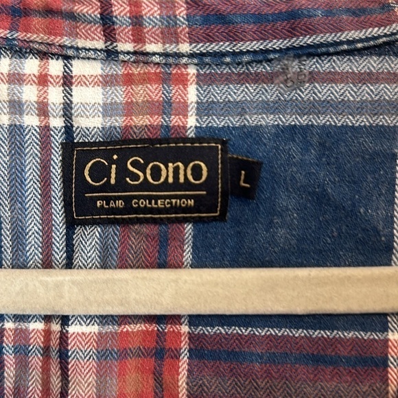 EUC: ci sono plaid collection women button down shirt L  (Junior) - Picture 2 of 6